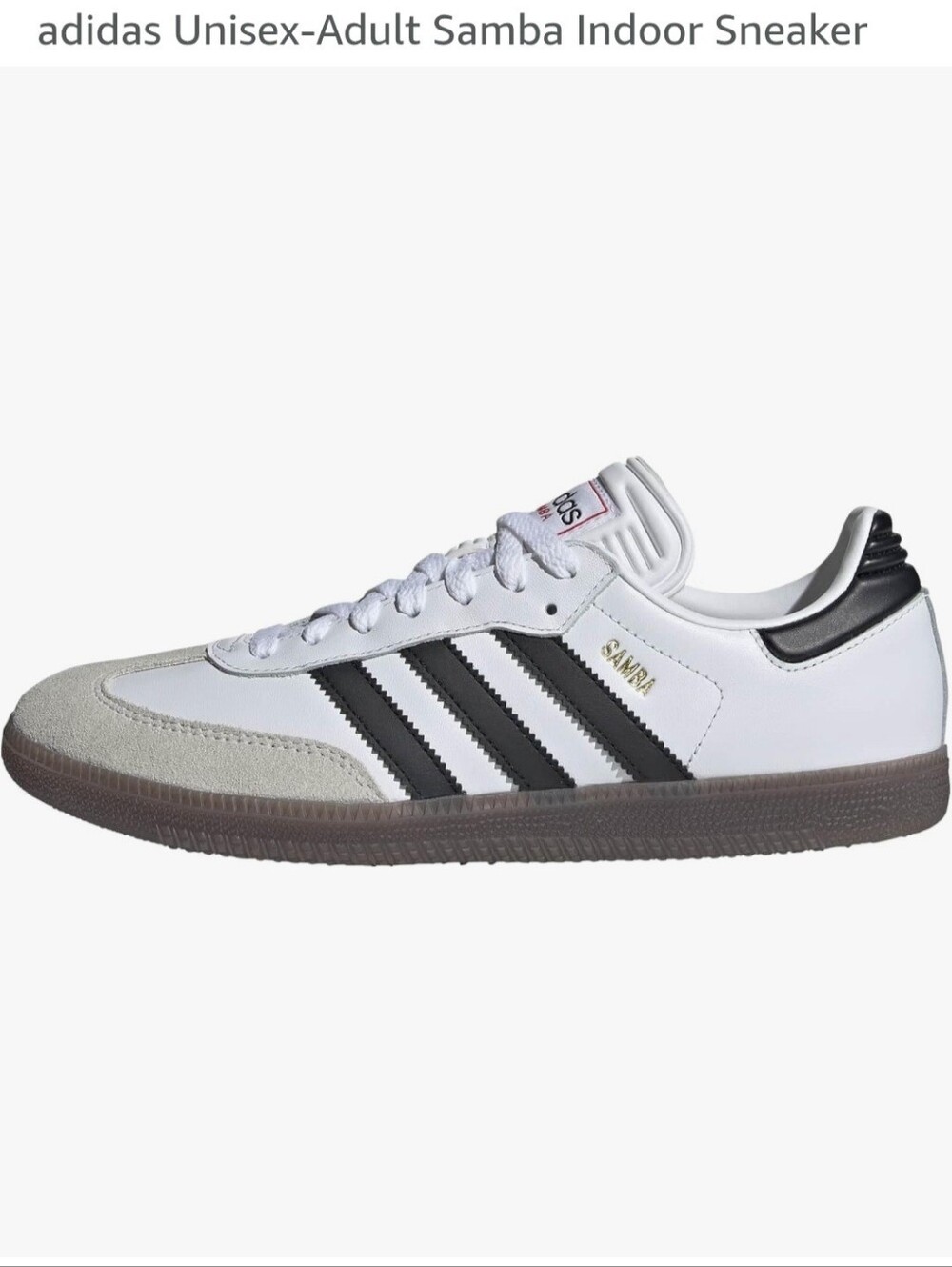 adidas Samba Indoor Sneaker - White with Black Stripes